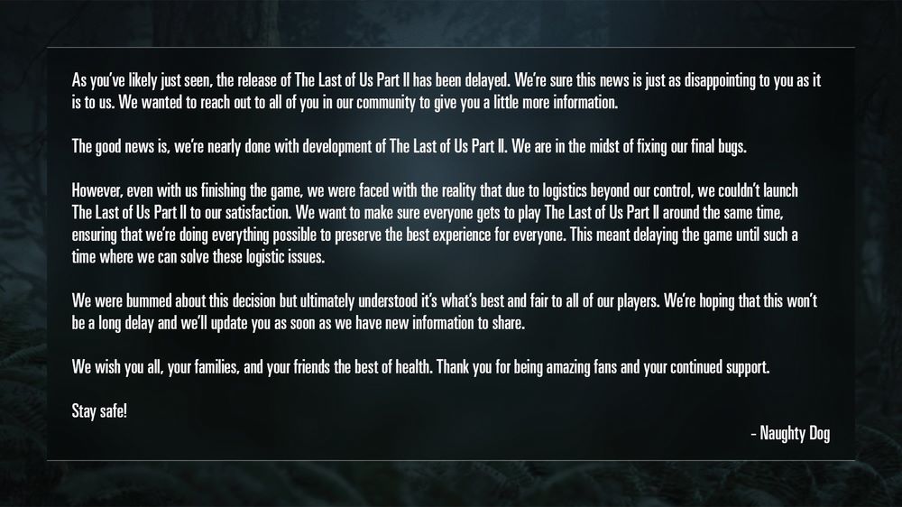 The Last of Us Pare 2 è stato rinviato